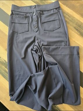 Women's Navy Button-Front Casual Pants